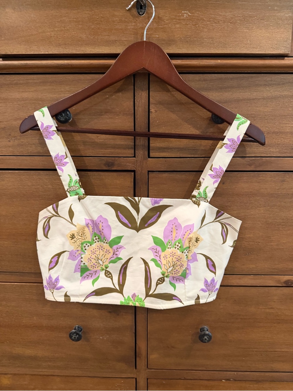 Misa Los Angeles White Floral Two-Piece Dress with Lavender & Green - Picture 4 of 5